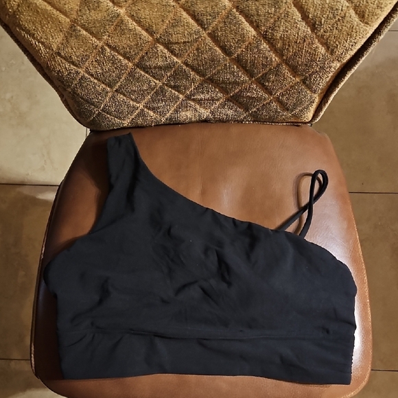 Athleta Athena Longline One Shoulder Sports Bra Wirefree Black - Picture 1 of 3